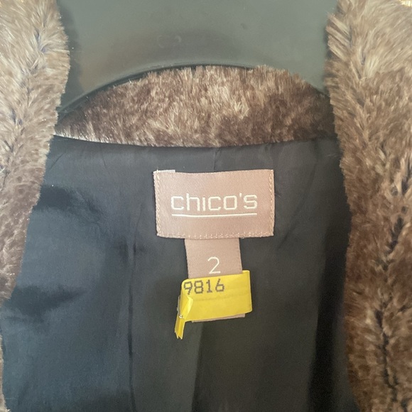 Chicos Faux Fur vest. Size 2.  Brown. Great condition - Picture 2 of 6